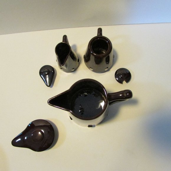 vtg redware pottery pankcake batter butter pitcher jam jar red barn kitchen - Picture 14 of 15